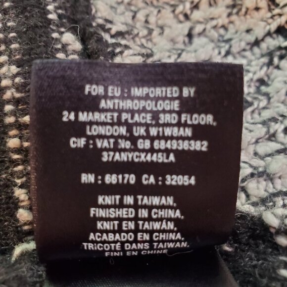 ANTHROPOLOGIE MOTH SZ L Staccato Stripe Wool/Cotton Blend Tunic Sweater Blk&Wht - Picture 12 of 12